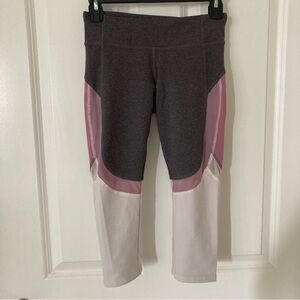 Alo yoga leggings pants tights pink white grey gray mesh size XS barre Pilates
